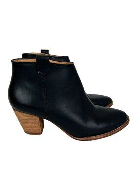 Madewell Billie Boot Black Ankle Booties Stacked Heel Full Leather Classic sz 8